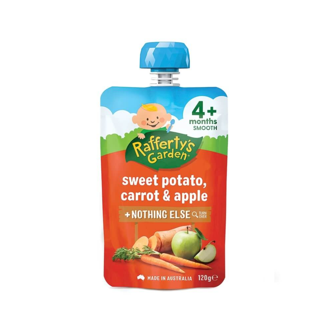 Rafferty's Garden Smooth Baby Food Sweet Potato Carrot Apple 4 Months+ 120g