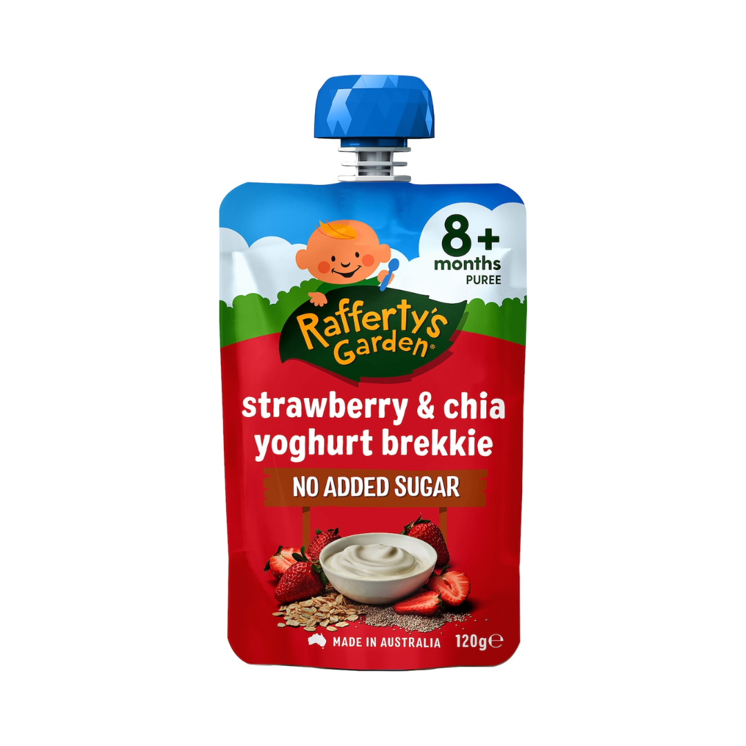 Rafferty's Garden Puree Baby Food Strawberry & Chia Yoghurt Brekkie 8 Months+ 120g