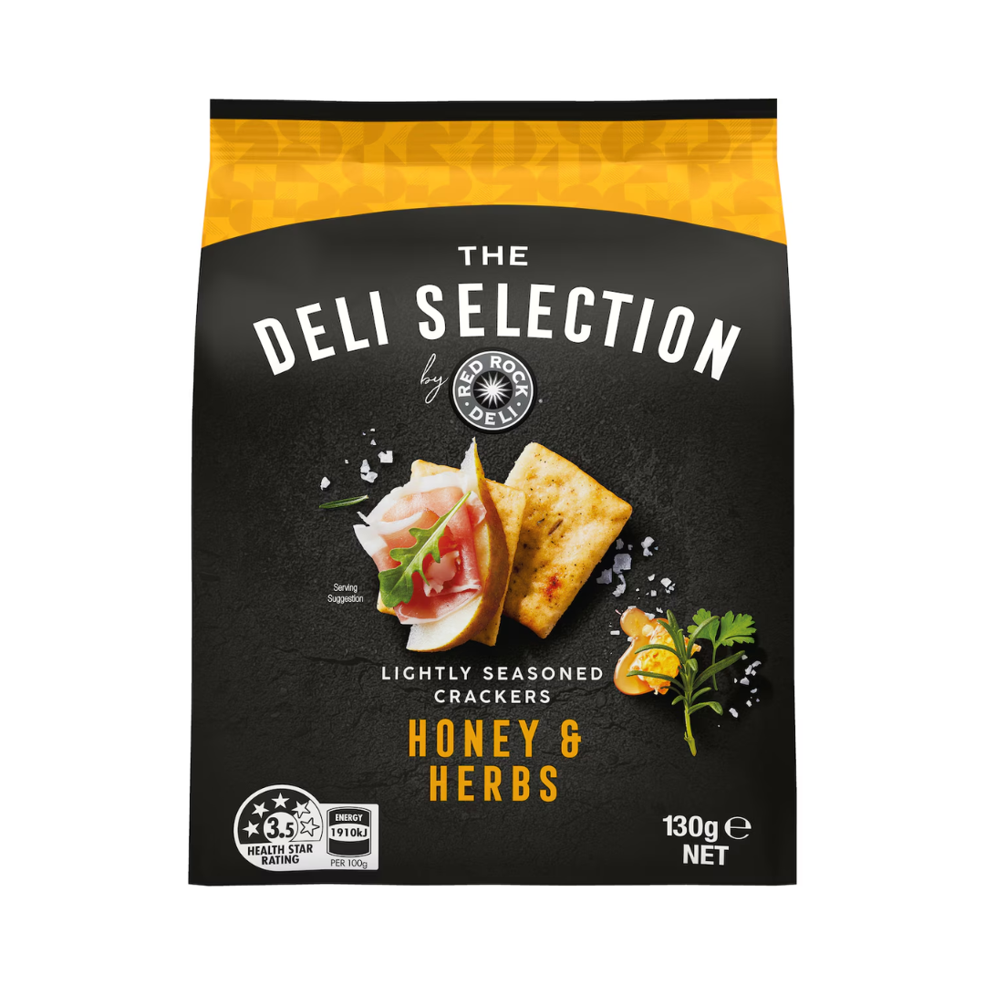Red Rock Deli The Deli Selection Crackers Honey & Herb 130g