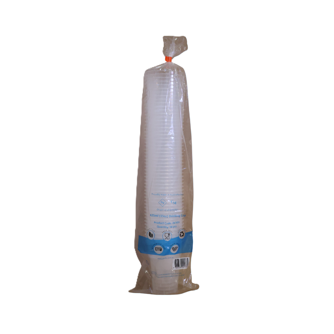 Reusable Plastic Drinking Cup Clear 425ml Pack 50