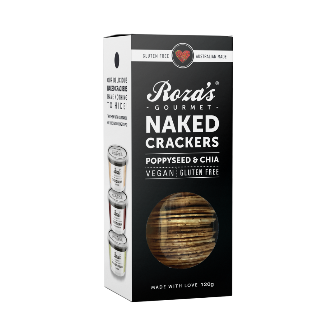 Roza's Naked Crackers GF Poppyseed & Chia 120g