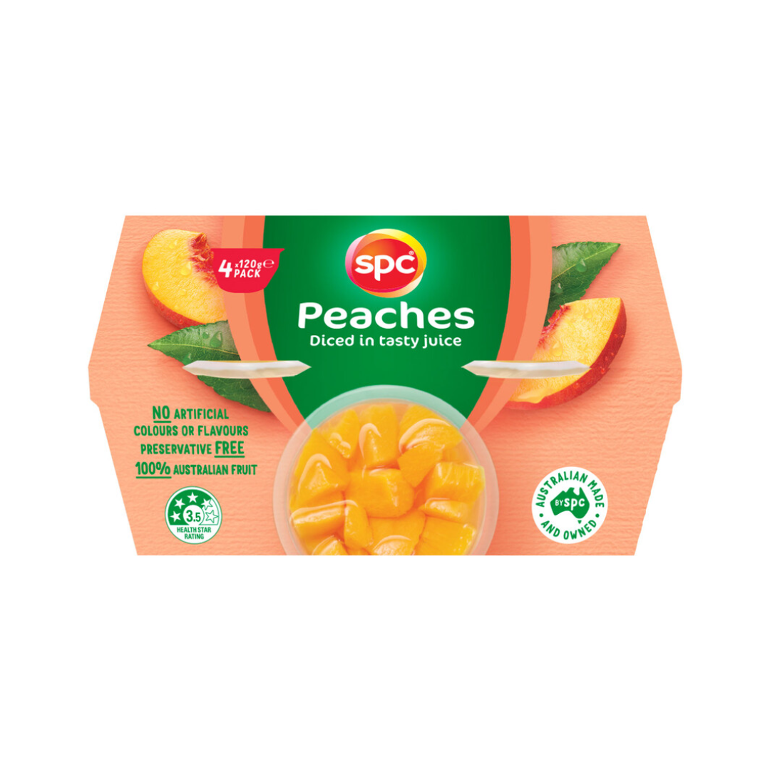 SPC Diced Peaches in Juice 4 x 120g Pack