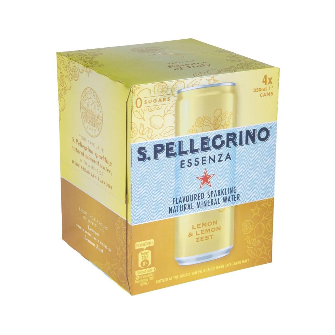 San Pellegrino Mineral Water Lemon & Lemon Zest Cans 330ml 4 pack
