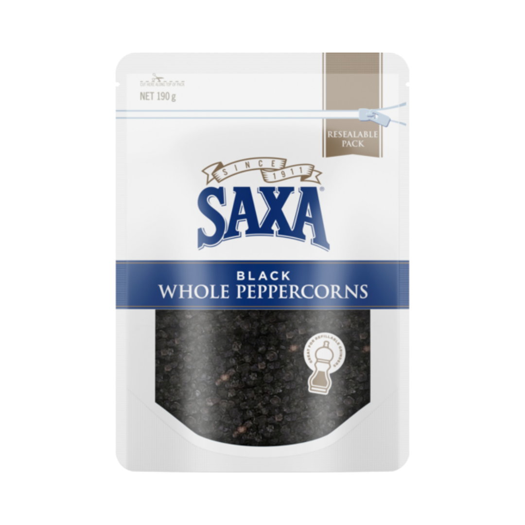 Saxa Black Peppercorn Refill Pack 190g