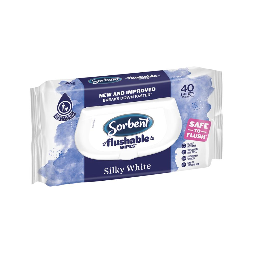 Sorbent Flushable Wipes 40 Pack