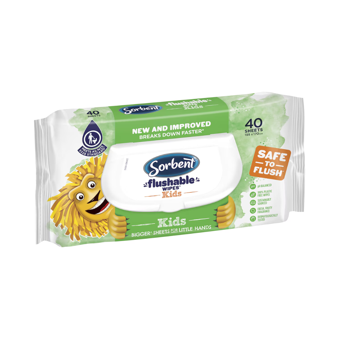 Sorbent Kids Flushable Wet Wipes 40 Sheets