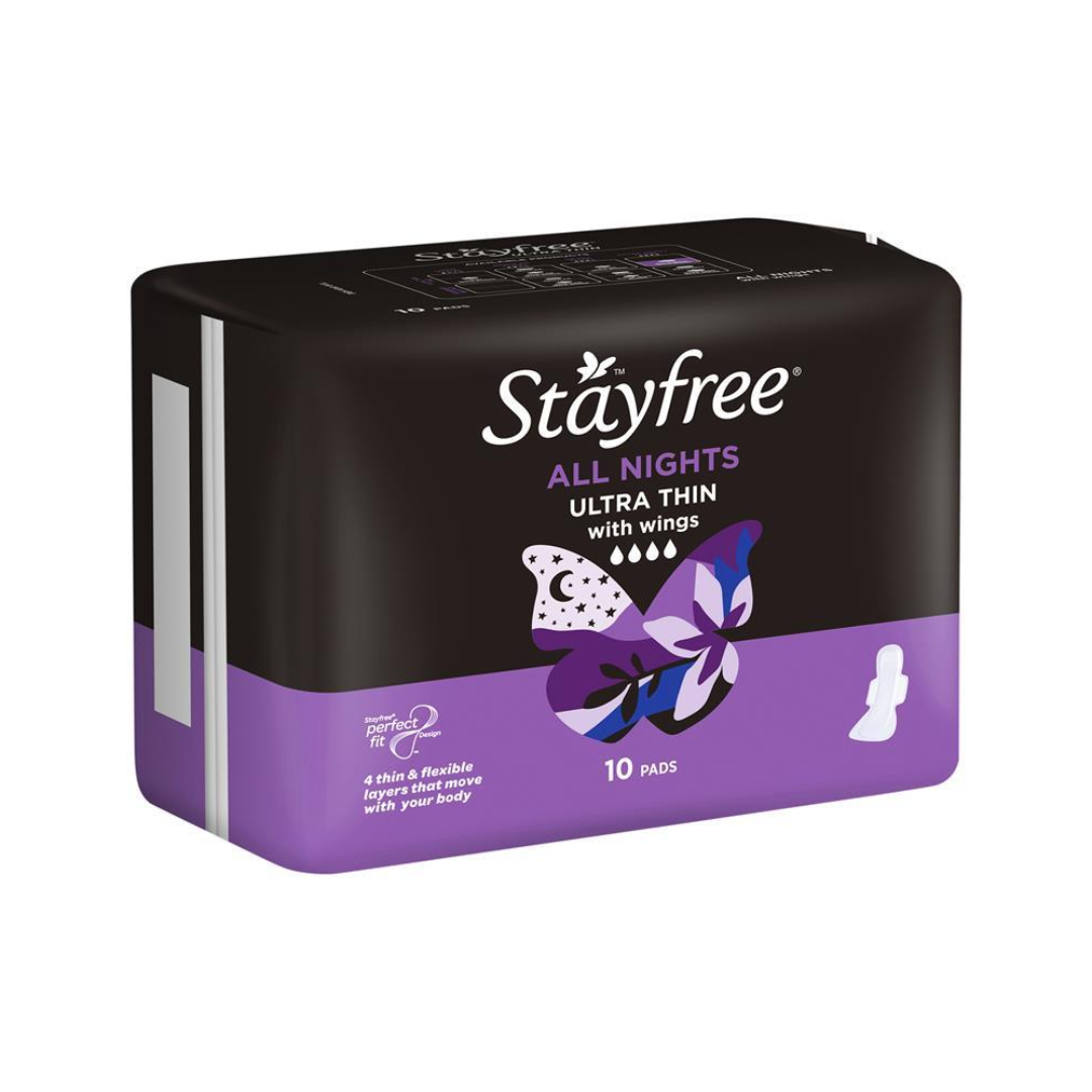 Stayfree Ultra Thin All Night Wing 10 Pack