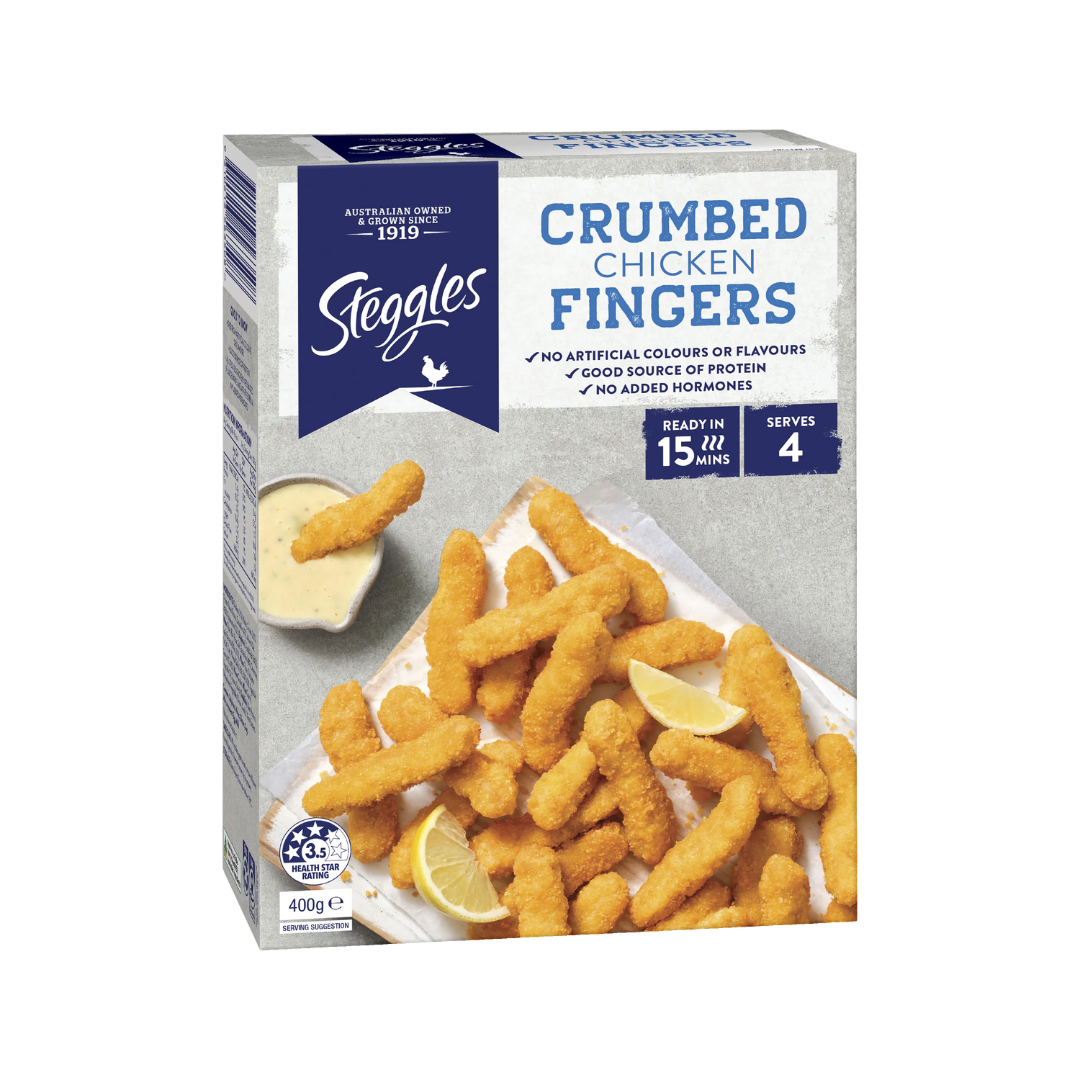 Steggles Chicken Breast Fingers Crumbed 400g