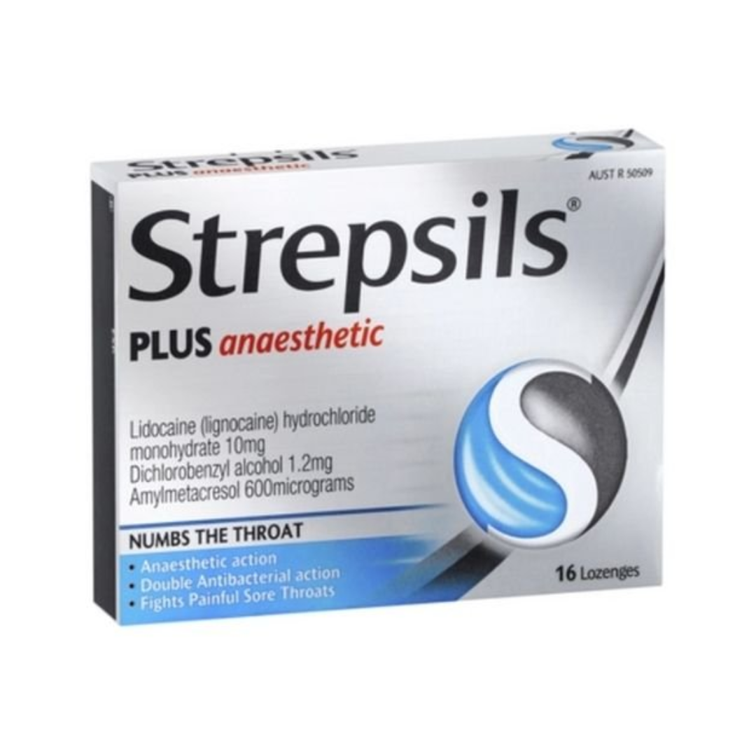 Strepsils Plus Anaesthetic Sore Throat Numbing Pain Relief Lozenges 16 Pack
