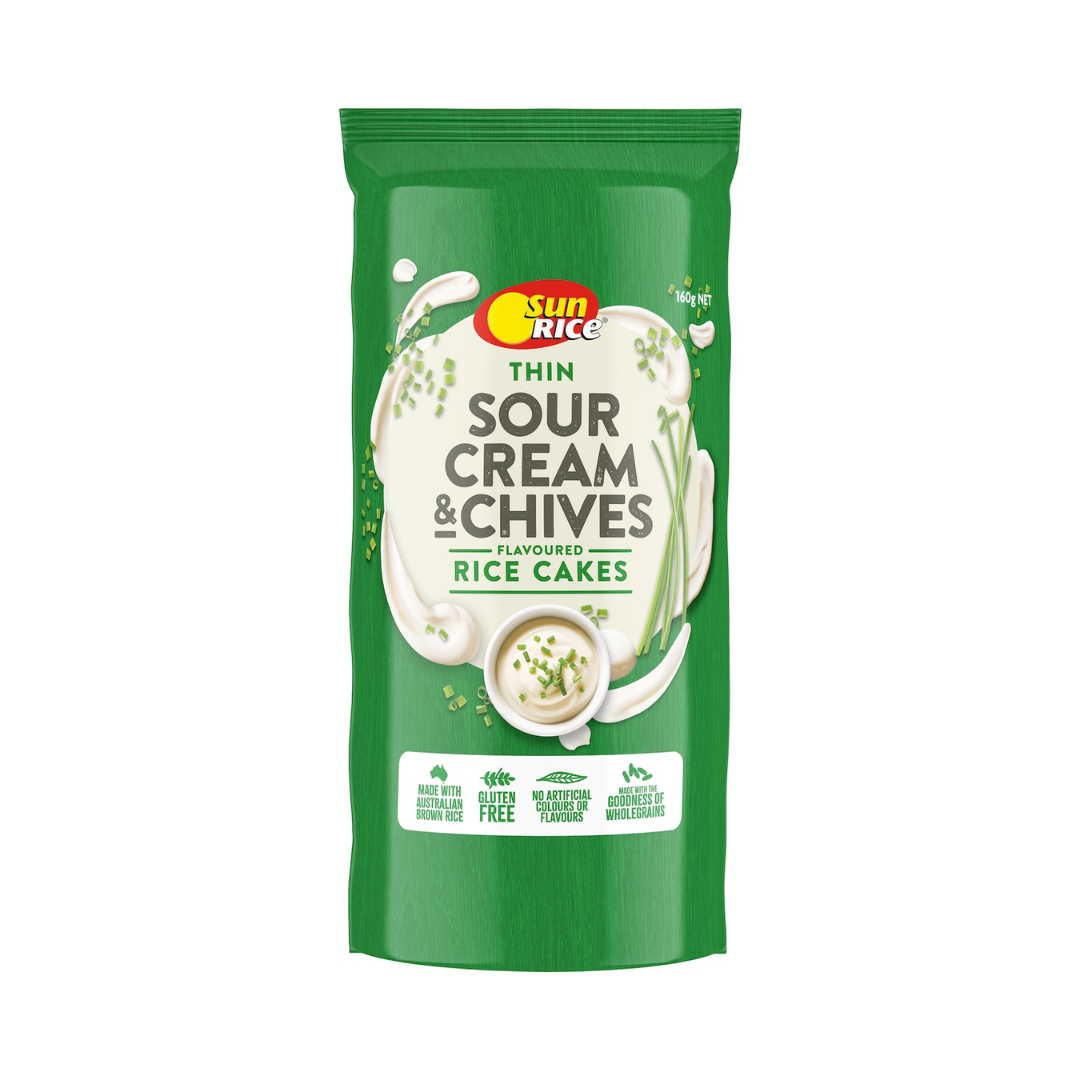 Sunrice Thin Rice Cakes Sour Cream & Chives 160g