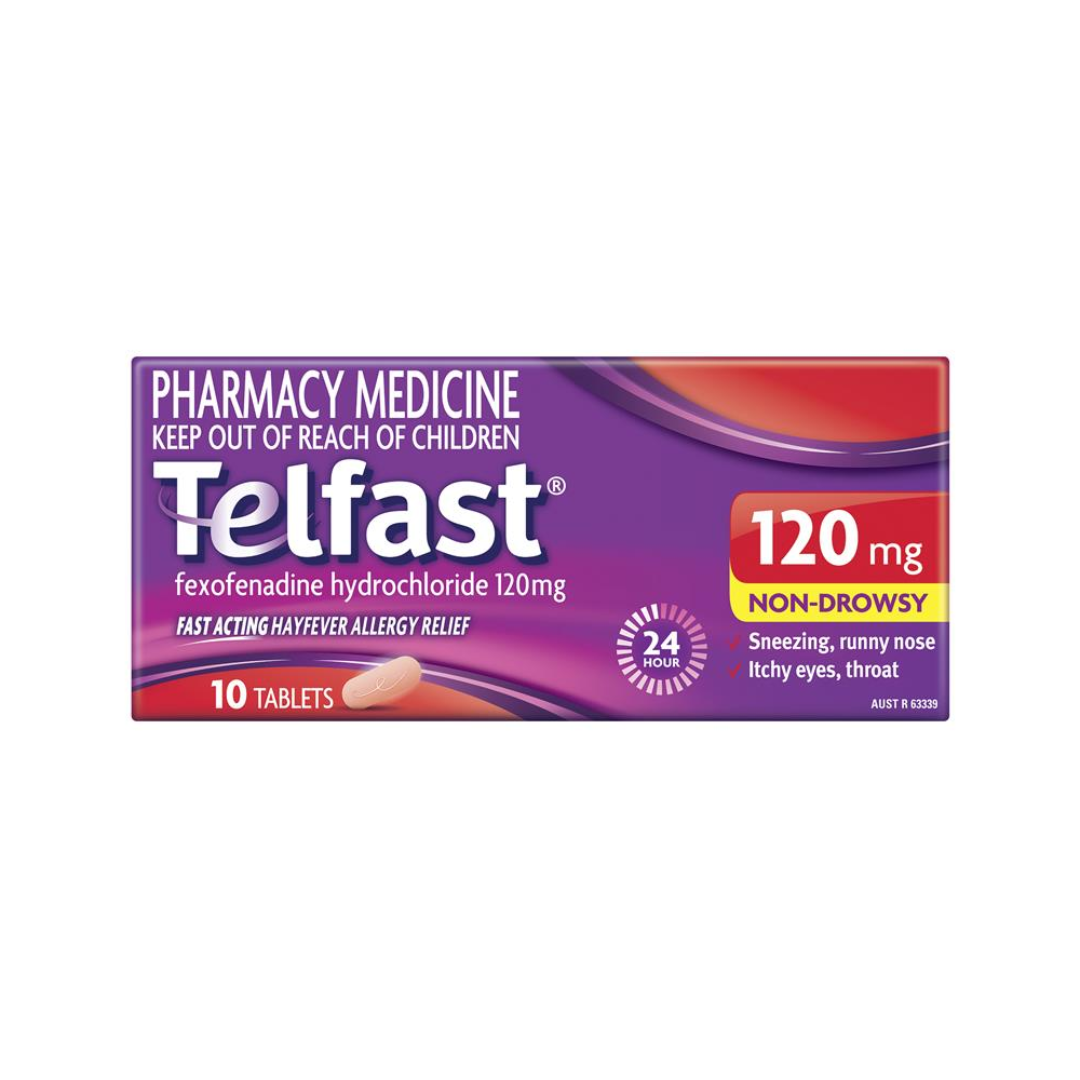 Telfast Hayfever Allergy Relief 120mg Antihistamine Tablets 10 Pack