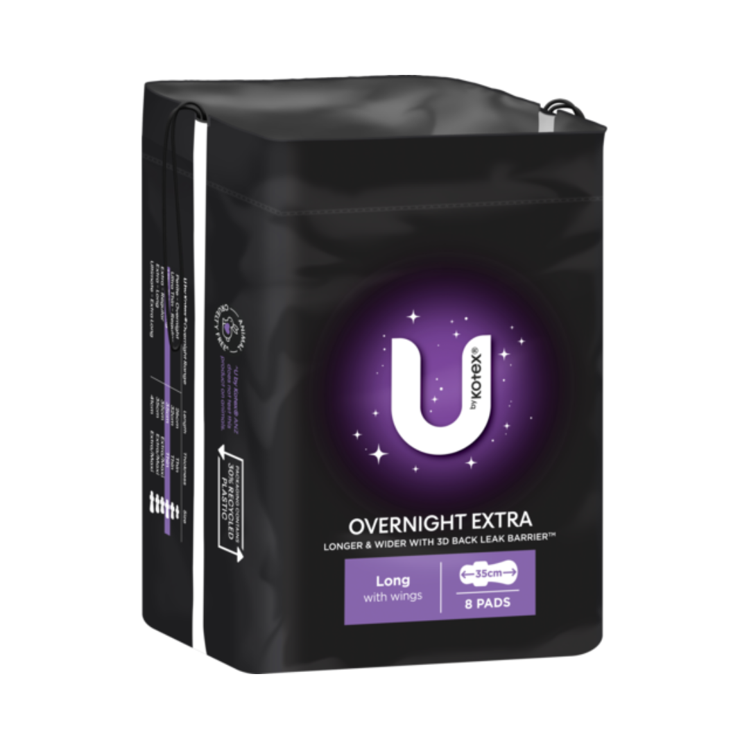 U By Kotex Overnight Extra Pads Long With Wings 8 Pack