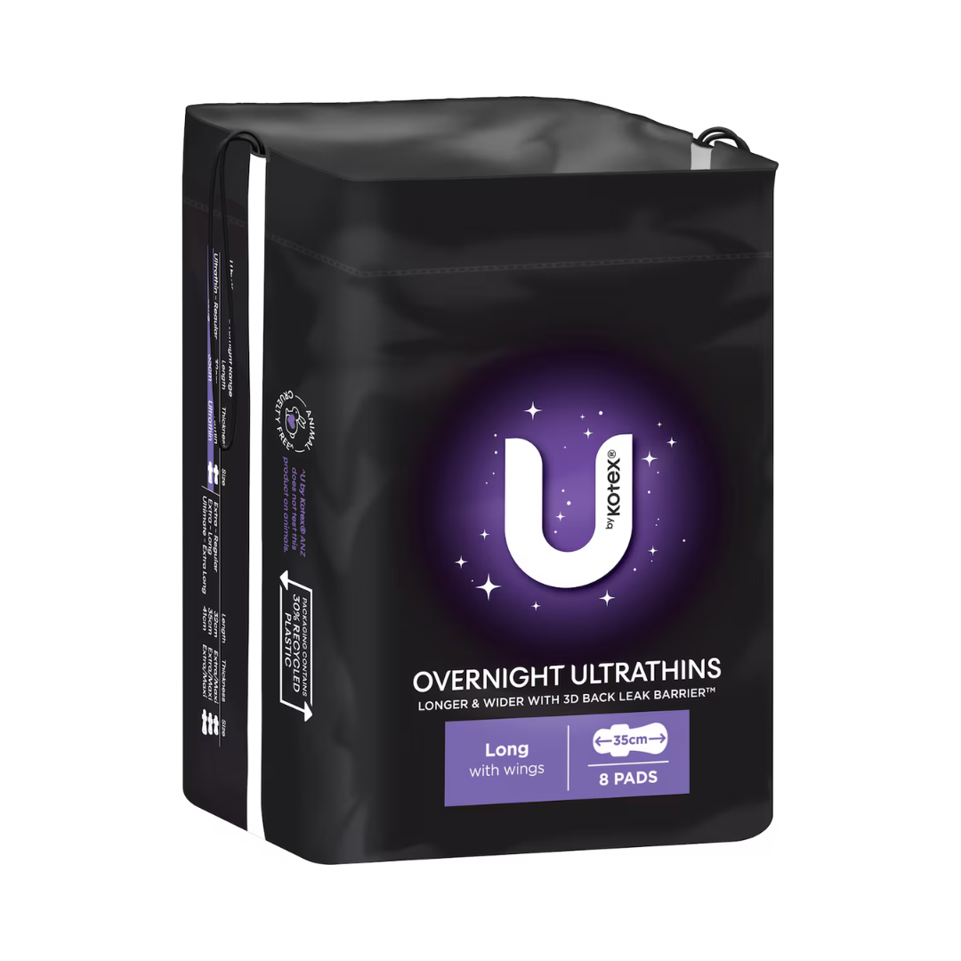 U By Kotex Overnight Ultrathins Pads Long With Wings 8 Pack