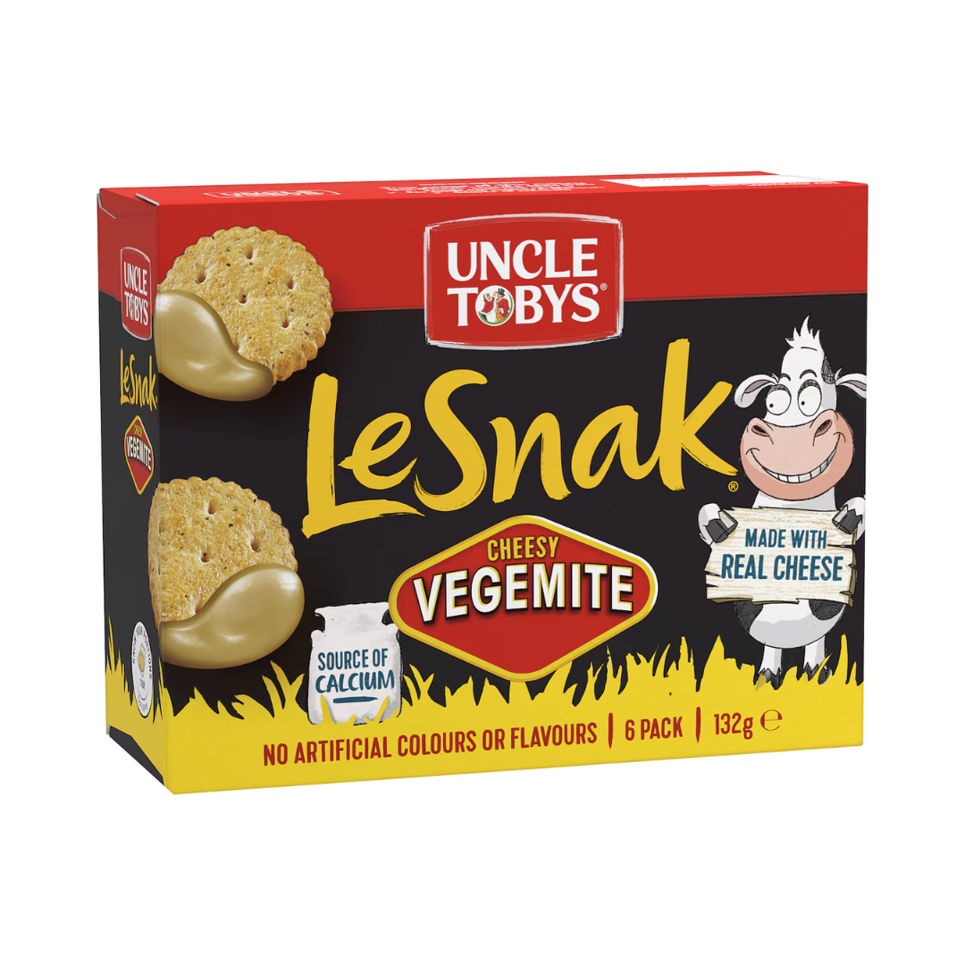 Uncle Tobys Le Snak Cheesy Vegemite 6 Pack