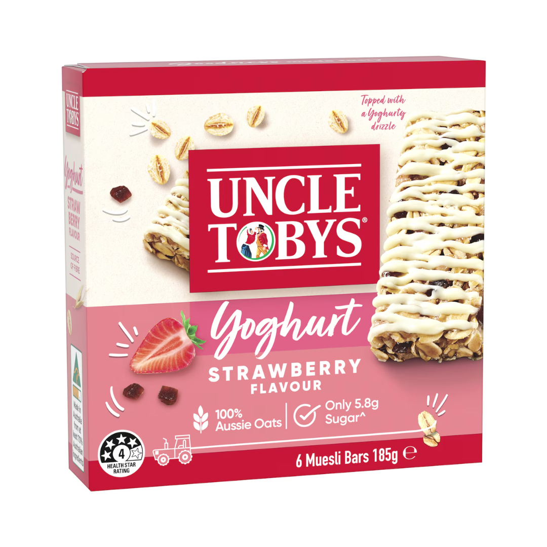 Uncle Tobys Muesli Bars Yoghurt & Strawberry 6 Pack 185g