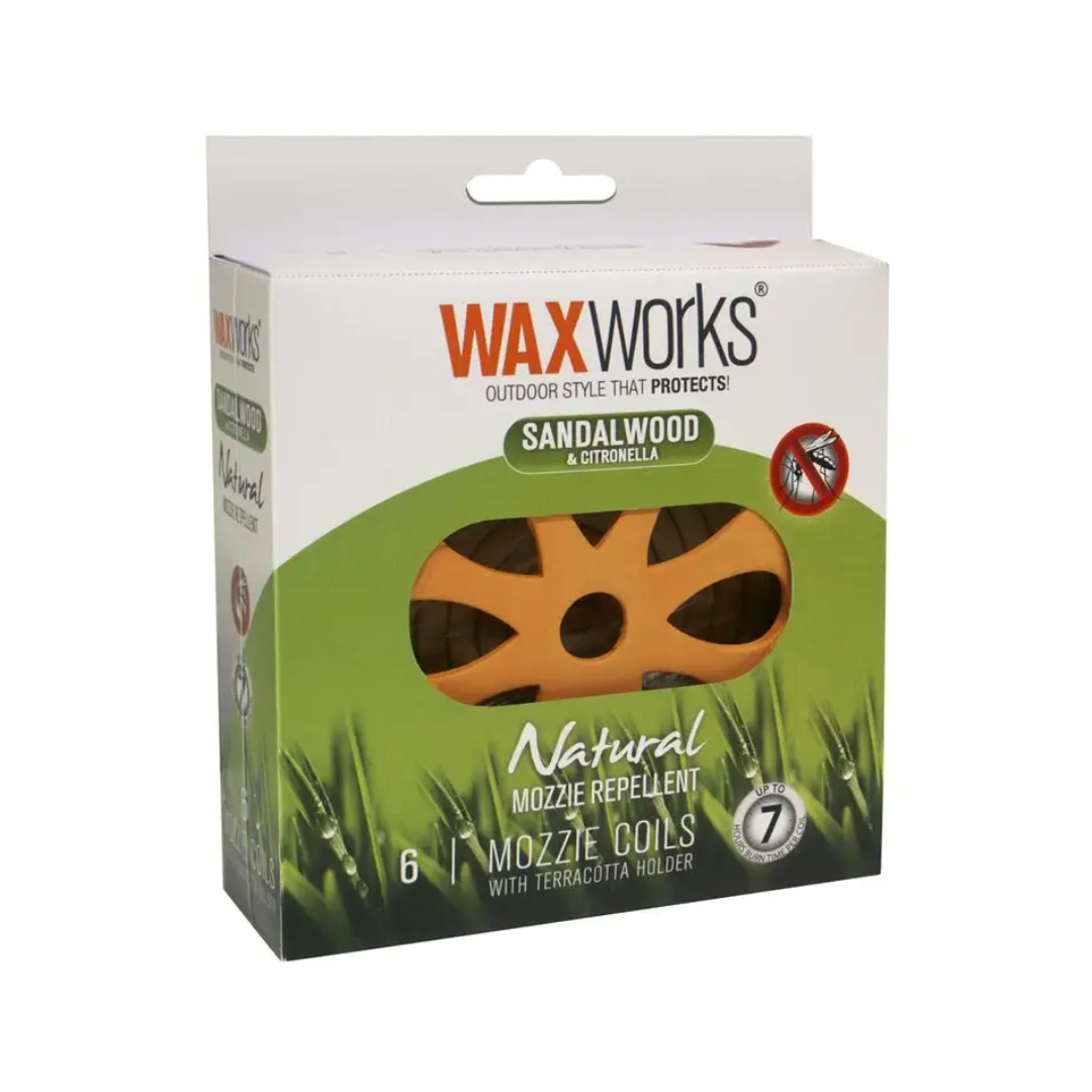 Waxworks Terracotta Holder With 6 Mozzie Coils Citronella & Sandalwood