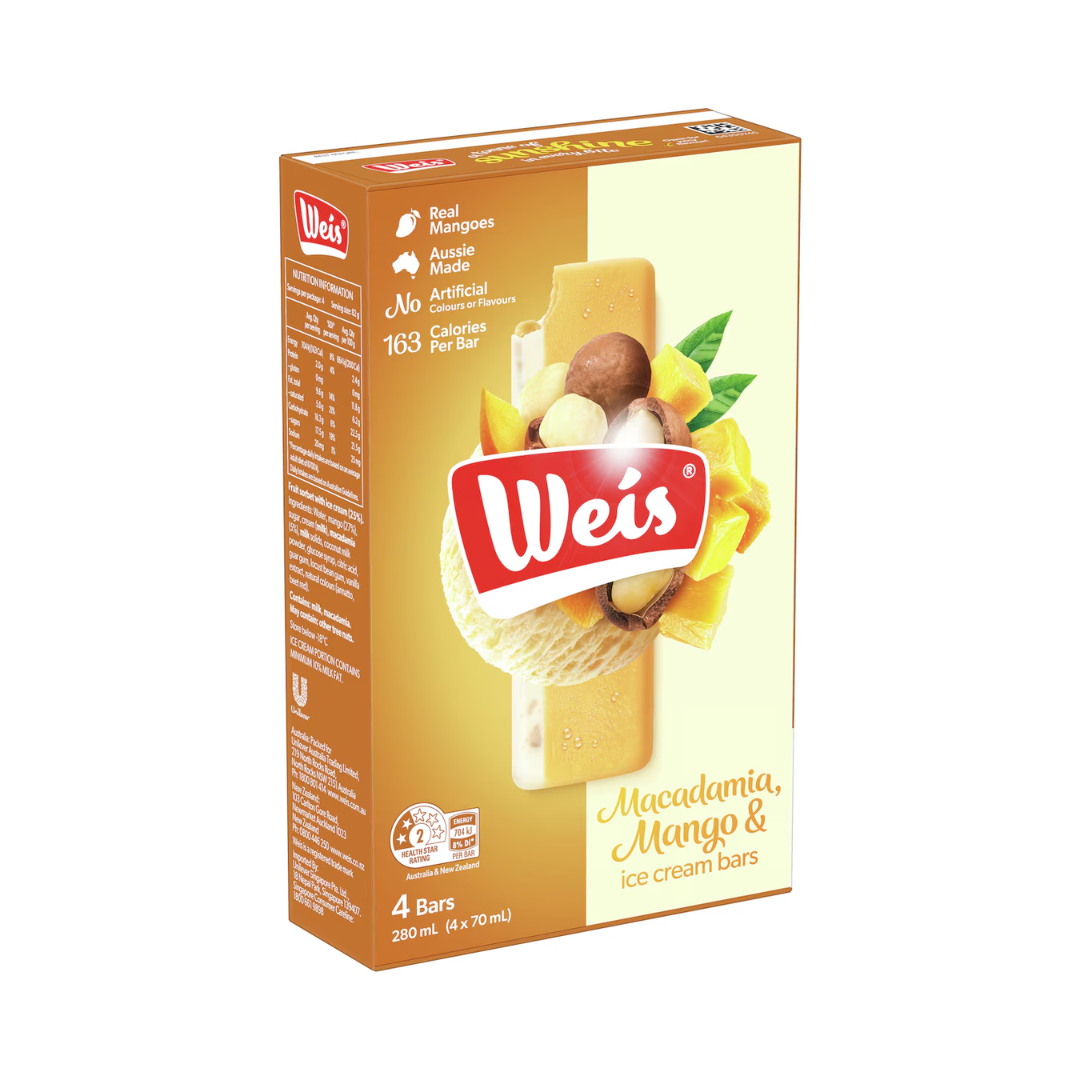 Weis Dairy Free Bars Macadamia Mango 4 Pack