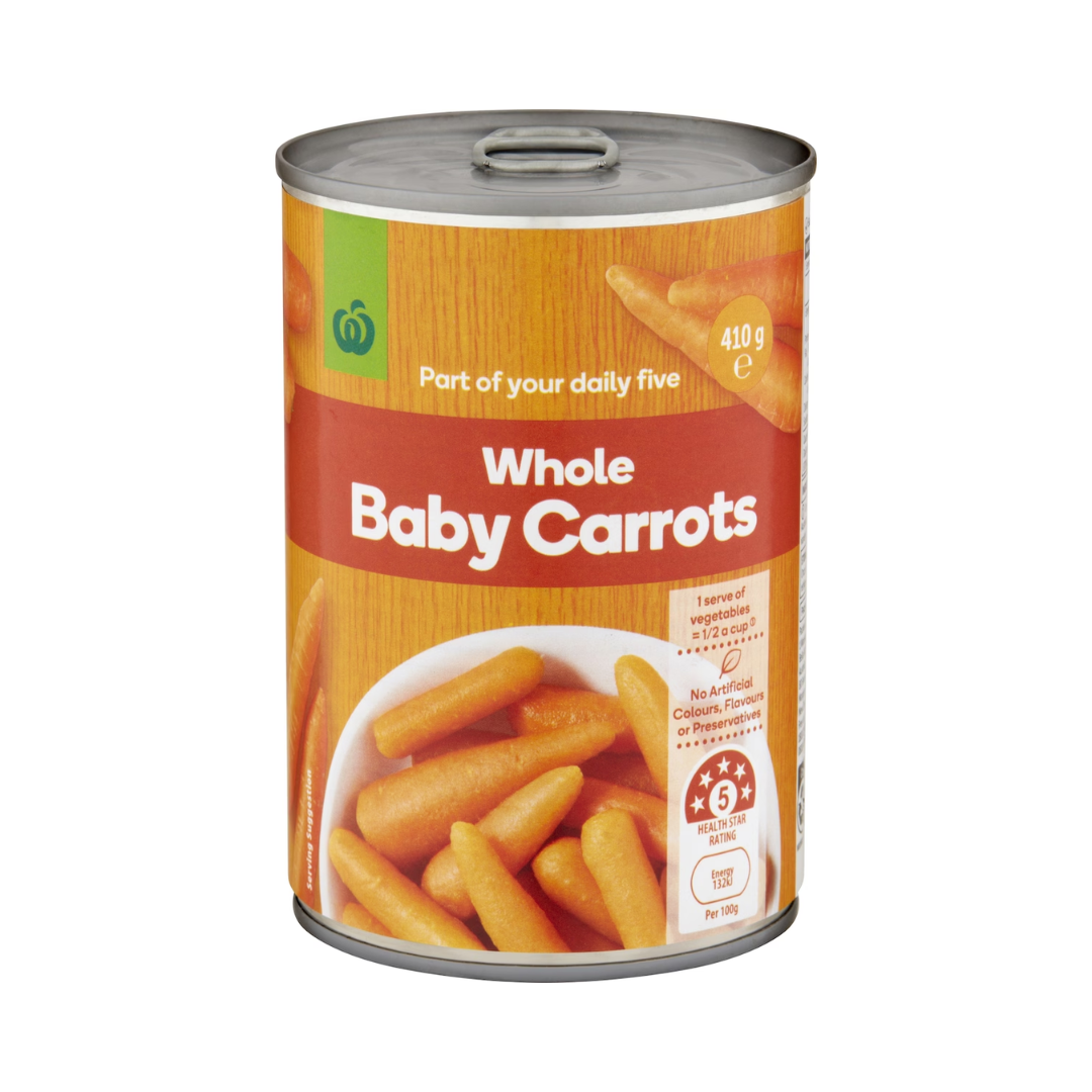 Woolworths Tinned Baby Carrots 410g