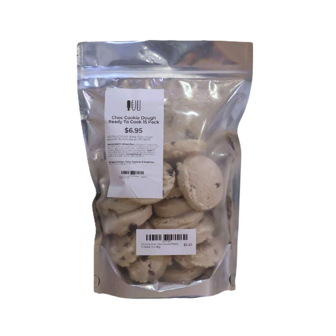 Yarrows Choc Chip Cookie Ready To Bake 15 x 40g